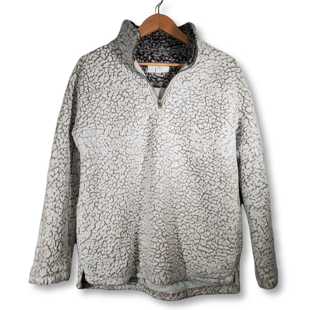 Thread + Supply Quarter Zip Fleece Pullover Ivory Size Small